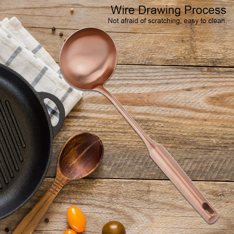 Aramox Stainless Steel Kitchen Ladle, Rose Gold Soup Spoon Turner, Heat-Resistant Handle, Large Cooking Utensil - Image 4